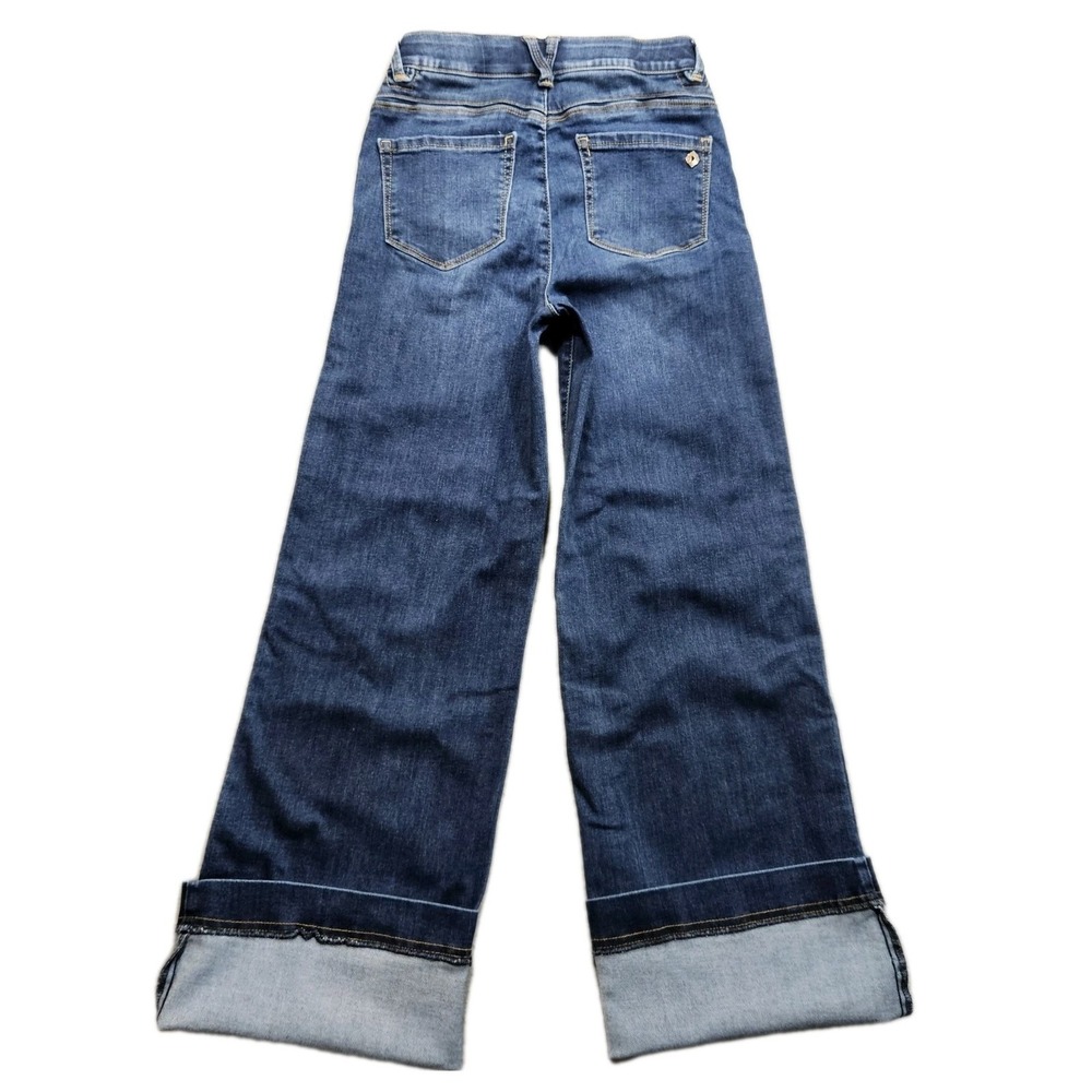 Democracy Skyrise Wide Leg Jeans Women 2 Blue Dark Wash Stretch Panel 26x33 - Picture 6 of 16